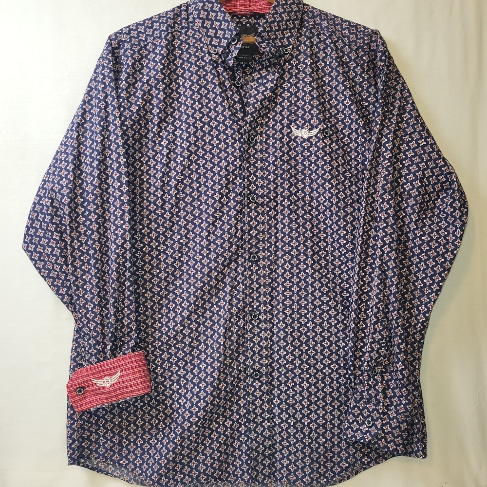 Ariat X Relentless Button Down Cowboy Shirt Men's Size Large Contrasting Cuffs